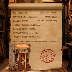 Iiecreate <span class=keywords><strong>2025</strong></span> Hot Bán DIY cuốn sách Nook Kit SL-40 nghệ thuật cửa hàng sách DIY thu nhỏ Nhà Phong Cách Anh 3D bằng gỗ câu đố - Product Image 5