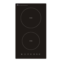Table de cuisson à induction double encastrable 1500-2000W, 2 brûleurs, étanche, commande par bouton-poussoir, niveau d'efficacité énergétique 3, usage industriel et commercial