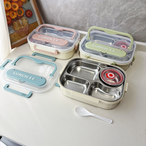 Boîte à lunch portable de haute qualité 2026, grande capacité, en acier inoxydable 304, avec compartiments et couverts - Product Image 4