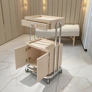 European Style Salon Trolley Rolling Storage Cart with <b>Drawer</b> Cabinet Toe Holders for Beauty <b>Bedding</b> Spa - Product Image 6