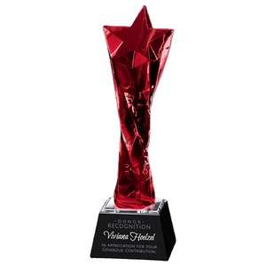 Commemorative Art Craft Crystal Glass Trophy Latest Design STAR Crystal Trophy Crystal Awards with Color Base