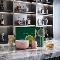 Ensemble de Matcha Bio Japonais Classique en Gros de l'Usine Geling – Bol Chawan en Céramique Rose Personnalisé avec Bec Verseur pour Cérémonie