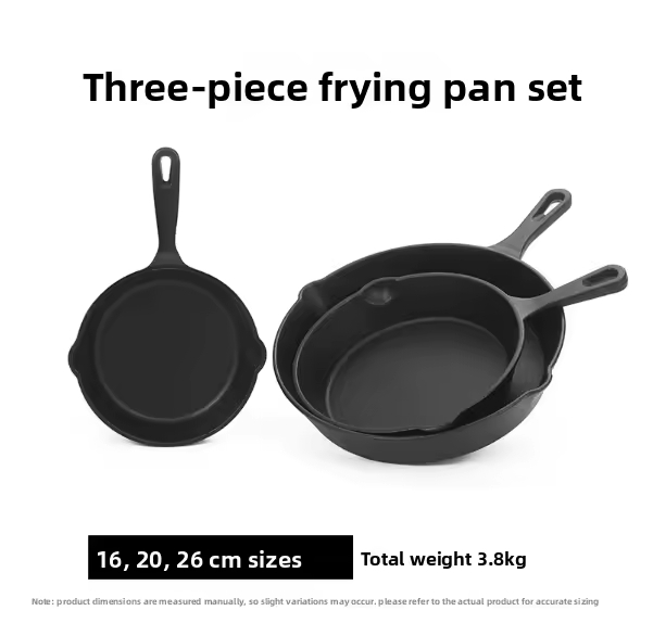 black Three-piece frying pan set