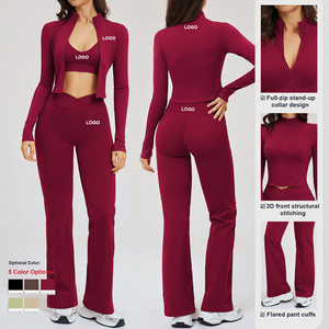 Ensemble <span class=keywords><strong>de</strong></span> vêtements <span class=keywords><strong>de</strong></span> sport pour femmes, 3 pièces, personnalisé, vente en gros, fitness, yoga, tenue <span class=keywords><strong>de</strong></span> sport sans couture, sweat-shirt à manches longues, ensemble <span class=keywords><strong>de</strong></span> yoga - Product Image 2