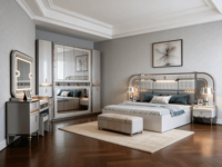Dernier modèle de lit matrimonial king size américain de style européen, complet, moderne, de luxe, en bois massif, pour appartement