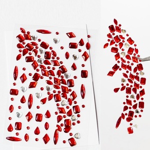 Pegatinas Faciales de Halloween, Maquillaje de Heridas Sangrientas, Diamantes de Imitación Rojos 3D, Gemas de <span class=keywords><strong>Diamante</strong></span> Roto, Cristales Irregulares, Calcomanías Corporales Artísticas - Product Image 6