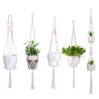 Panier suspendu en macramé fait main pour plantes d'intérieur et d'extérieur, décoration de la maison, corde en coton, support pour plantes en macramé
