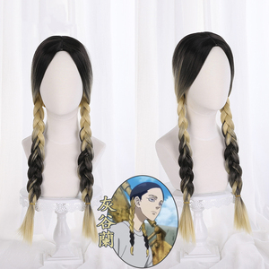 Perruque de cosplay Ainizi de 60 cm, tresses noires mélangées à du blond, personnage de Haitani Ran, inspirée de Tokyo Revengers - Product Image 1
