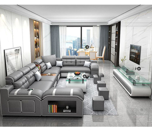Bộ ghế sofa chữ U hiện đại, tùy chỉnh, bán chạy, chất liệu da/vải, kiểu dáng chữ L, có cổng USB và âm thanh, bộ ghế góc - Product Image 1