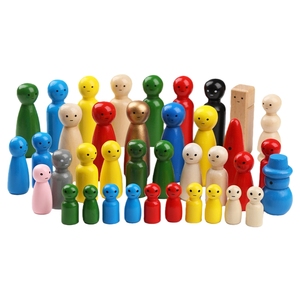 38 Pcs/Lot Figurine de poupée en bois pour la psychologie Décoration artisanale en bois coloré et jouet éducatif - Product Image 1