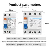 Disjoncteur différentiel Chint NL210 Type B pour énergie nouvelle 1P/3P 25A-63A