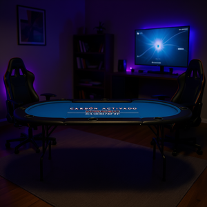 Mesa de Póker Plegable Azul para 10 Jugadores D0100H7XFNP, Superficie Ovalada de PVC, Mesa de Juego - Product Image 2