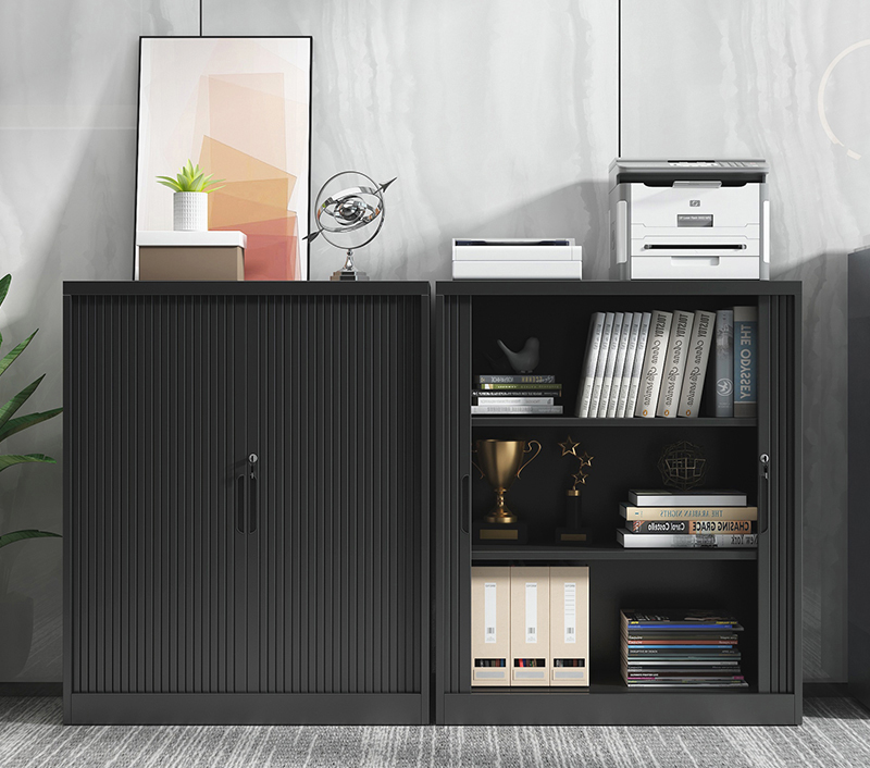 1090 Rolling Door Cabinet Black