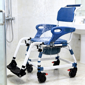 Chaise de toilette de sécurité pour salle de bain pour personnes âgées, chaise de transfert de douche 3 en 1, chaise de toilette à côté de la chaise roulante pour les soins à domicile - Product Image 1