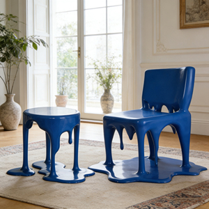 Set Tavolo e Sedie Artistico con Effetto Goccia di Cera Irregolare, Colore e Materiale Personalizzabili - Product Image 5