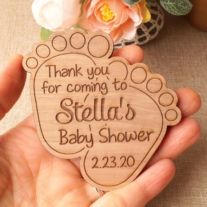 Recuerdos de Huellas de Bebé Hechos a Mano en Madera Resistente, Grabados con Láser, Nombres y Fechas <span class=keywords><strong>Personalizados</strong></span>; Recuerdos de Bautizo Conmemorativos - Product Image 6