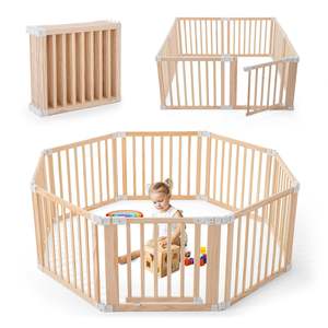 Grand parc en bois personnalisé pour bébés et tout-petits terrains de jeu intérieurs avec barrière de sécurité pour la maison, la chambre à coucher, le centre commercial, la salle de sport - Product Image 5