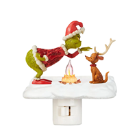 Noel Grinched Nightlight Led sahte yangın hayalet lambası cadılar bayramı hayalet yatak odası gece lambası kapalı süslemeleri hediyeler için aile