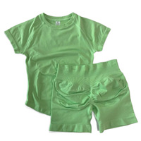 Ensemble de sport et yoga 25 couleurs unies tons nude, mélange Spandex/Nylon, extensible, respirant, écologique, séchage rapide, T-shirt et short