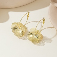 Boucles d'Oreilles Pendante Double Couche Dorées en Forme de Fleur Creuse pour Femme, Vintage, Cadeau de Bijoux à Porter au Quotidien