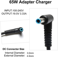 Chargeur d'ordinateur portable OEM d'origine 65W à embout bleu 4,5 mm*3,0 mm, adaptateur secteur CA 19,5 V 3,33 A, prise EU UK US