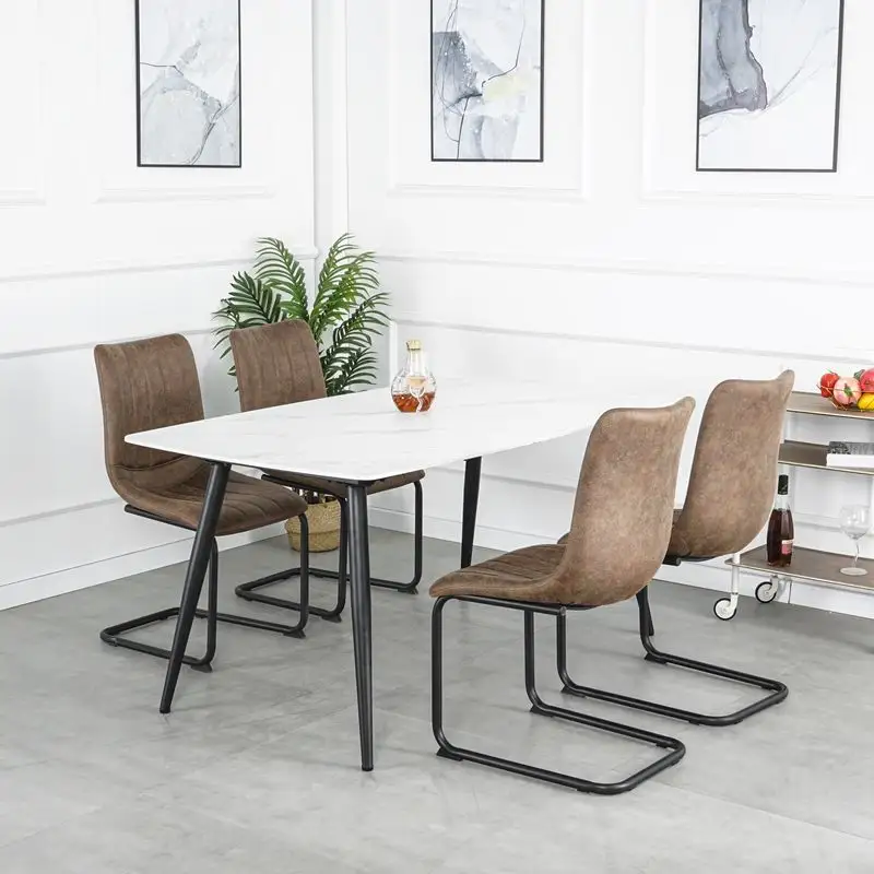 현대 고급 소결 돌 식당 테이블 의자 세트 4 6 8 석