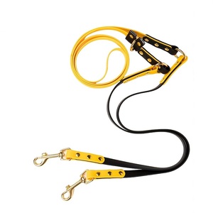 Özel Yüksek Kaliteli Ağır Hizmet Tipi PU Katı Lüks Moda Çift Taraflı Köpek Tasması Bağlayıcısı İki Köpek Yürütmek İçin Dolaşma Yok - Product Image 1