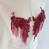 Applique de corsage 3D en strass de haute qualité, technique à coudre à dos plat pour sacs, vêtements, chaussures - Tissu, dentelle, verre scintillants