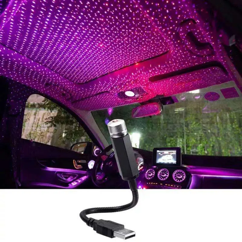 Romántico LED coche techo estrella noche luz proyector atmósfera galaxia lámpara USB Lámpara decorativa ajustable coche Interior Decoración Luz