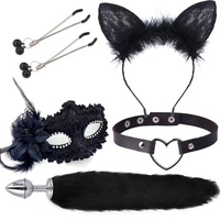 Ensemble BDSM : Plug anal en métal avec queue de chat ou de renard pour l'extérieur, jouet sexuel pour adultes
