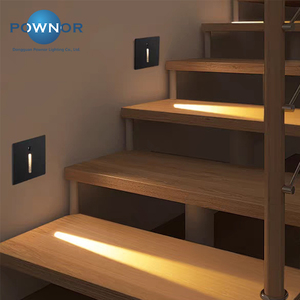 Lumière LED encastrée carrée pour escalier, 220V, détecteur de mouvement PIR, lampe de nuit à induction humaine, projecteur <span class=keywords><strong>extérieur</strong></span> pour marches et allées - Product Image 1
