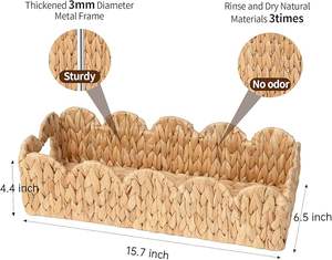 Cesto de Rattan de Jacinto d'Água para Banheiro, Bandeja Vazia de Vime para Lavatório e Tanque de Banheiro, Design Moderno - Product Image 5