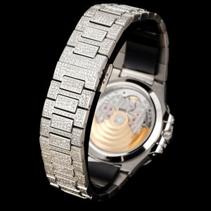 Montre de luxe haut de gamme avec bracelet en métal serti de diamants, affichage de la date, style hip-hop - Product Image 5