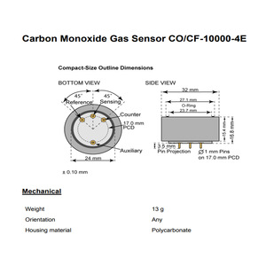 เซ็นเซอร์ตรวจจับก๊าซคาร์บอนมอนอกไซด์ Membrapor รุ่น CO/CF-10000-4E ช่วงการวัด 0-10000 ppm ระบบตรวจจับความปลอดภัยด้วยไฟฟ้าเคมี - Product Image 3
