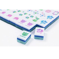 Jeu de Mahjong Américain Bleu 160 Tuiles NMJL Standard Tuiles de Mahjong en Acrylique 4 Couches Impression Artistique Colorée Jeu de Société pour la Maison Cadeau