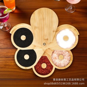 Caja giratoria de bambú de cinco niveles para condimentos con almacenamiento de sal y azúcar para uso en bares y cócteles - Product Image 2