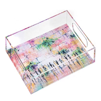 Plateau de service en acrylique transparent avec poignée dorée, idéal pour le petit-déjeuner, le café, le pain, la cuisine et la décoration intérieure – Vente en gros usine