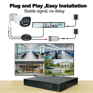 Kit DVR Kamera Keamanan Analog 5MP, Visi Malam Berwarna, 6 Saluran Audio Penuh, Deteksi Gerak, Rekam 24/7, Penyimpanan HDD, CCTV AHD