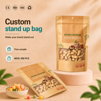 Sachet Doypack Recyclable Personnalisé pour Mélange de Noix avec Fenêtre Transparente pour Emballage de Snacks (Amandes, Noix de Cajou, Noix)