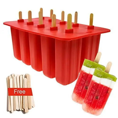 Picolé caseiro Moldes Formas Silicone Frozen Ice Picolé Maker-BPA Livre 10 Reutilizáveis Sticks Funil e Ice Pop Receitas