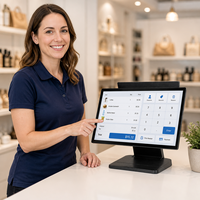 Terminal de point de vente tout-en-un à double écran de 15,6 pouces avec écran client de 11,6 pouces, Intel I5 8 Go de RAM 128 Go de SSD Windows 10