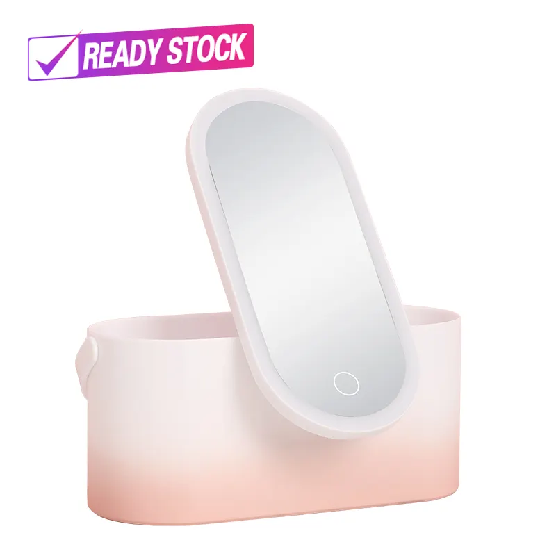 Cosmetics Storage Portable Beauty Vanity Makeup Kit Box Case Mirror LED Light makeup mirror for Woman