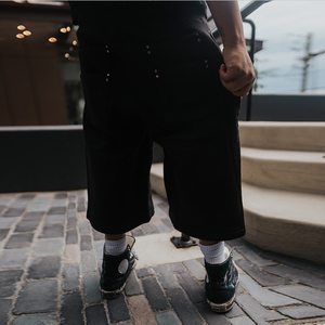 <span class=keywords><strong>Pantaloncini</strong></span> da Uomo Personalizzati Pesanti con Lavaggio Acido, Doppia Ginocchiera, Dettagli Rivetti, Stile Baggy, Vintage Sbiadito, Oversize, <span class=keywords><strong>Streetwear</strong></span> - Product Image 5