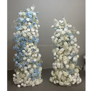 ดอกไม้ปลอมรูปกุหลาบไฮเดรนเยียสีขาวโค้งสำหรับงานแต่งงานทรงกลมแบบกำหนดเอง
