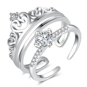 Romantic Crown Rings Silver Rings for Lovers Free Size Cheap Price Wedding Jewelry Wholesale Price Accept Small Order Fashion