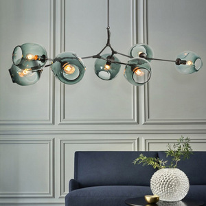 โคมไฟระย้าวินเทจสำหรับห้องนั่งเล่นห้องนอนโคมไฟแขวนที่ทันสมัย​​อาร์ตเดโคสีเทาควันบุหรี่โคมไฟระย้าแก้วเป่าด้วยมือ - Product Image 2