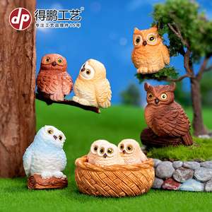 <b>Miniature</b> Realistic Owl Figurines Resin Garden Decor Desktop Ornament Indoor Outdoor Animal Shape Painted Finish - Product Image 2