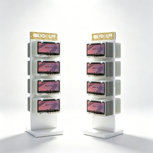 Metal Double Sided <b>Rotating</b> Floor <b>Display</b> Rack Freestanding Retail <b>Display</b> <b>Stand</b> for Makeup Brush Set - Product Image 1