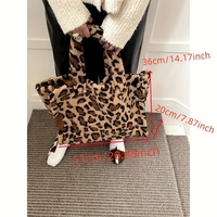 Sac fourre-tout chic pour femme en fausse fourrure imprimé léopard, grand sac à bandoulière doux en sherpa pour l'hiver