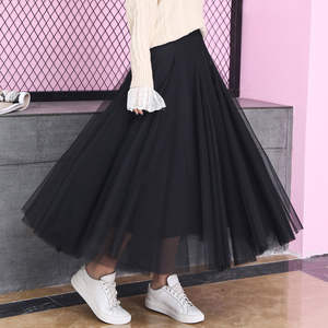 <span class=keywords><strong>Jupe</strong></span> longue plissée en <span class=keywords><strong>Tulle</strong></span> pour femmes, ligne a, taille élastique, fille coréenne, douce, grand ourlet, doublure, <span class=keywords><strong>jupe</strong></span> décontractée - Product Image 4